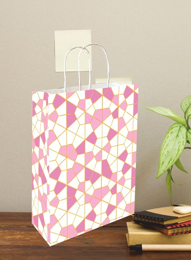 Omnipresent Pack 90 Gsm Abstract Printed Small Paper Gift Bags, Set Of 12, Ideal For Birthday Return Gifts, Wedding Gifts, & Gifting On Special Occasions (Size: 9.4X7.9X3 Inch),Off-White - Image 1